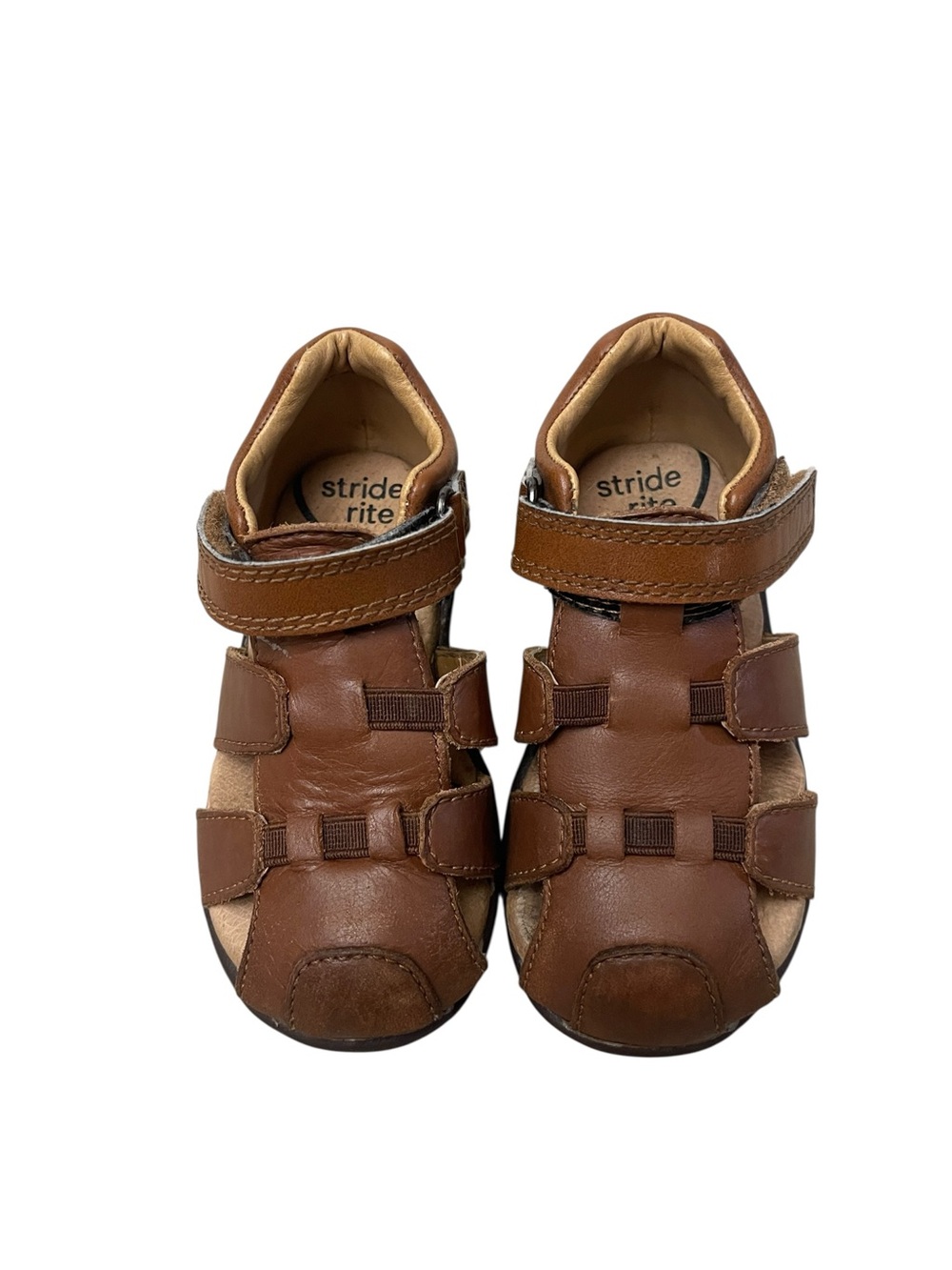 Stride Rite Archie Brown Leather Baby Toddle Fisherman Sandals Boys Size 6.5